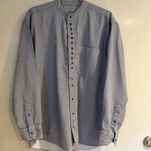 Aran Sweater Market Mens Unisex Sz S Grandfather Shirt - Blue&white Pin Stripe